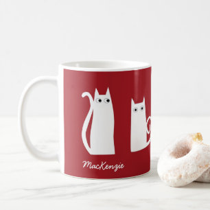 Mug Chat Personnalisé Rouge Blanc