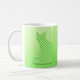Mug Chat pointillé - nuances de vert de chaux
