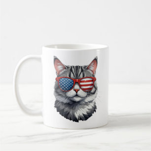 Mug Chat Portant des lunettes de soleil Drapeau améric