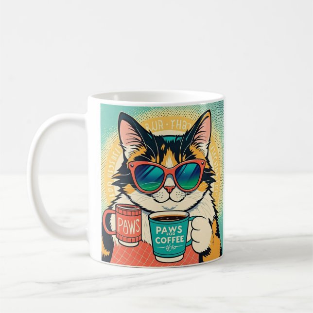 Mug Chat portant des lunettes de soleil surdimensionné (Gauche)