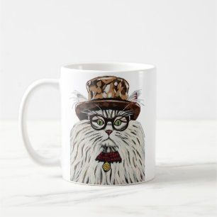 Mug Chat portant un casquette et lunettes