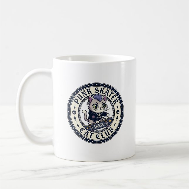 Mug Chat Punk Skateur Drôle Conception pour Amateur de (Gauche)