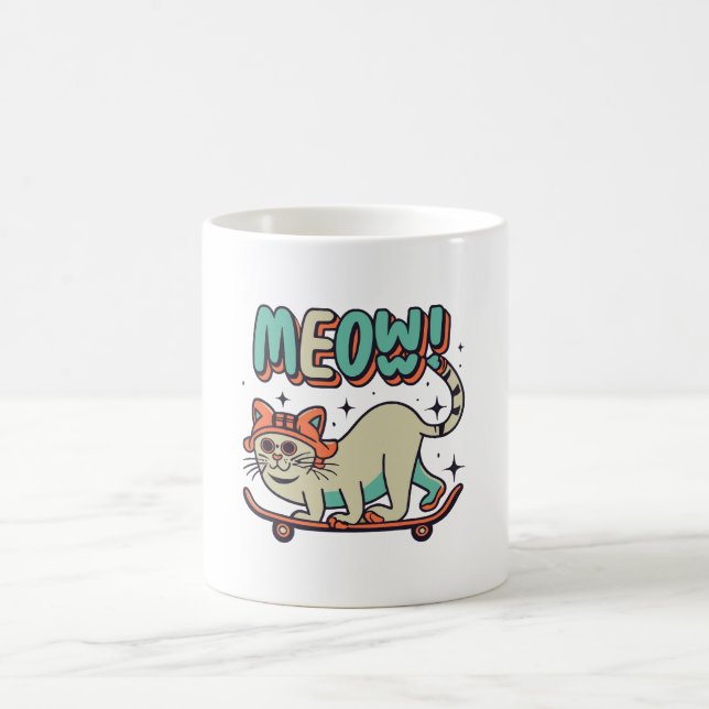 Mug Chat qui fait du skate Meow (Centre)