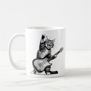Mug Chat qui joue de la guitare, Cadeau pour amateur d