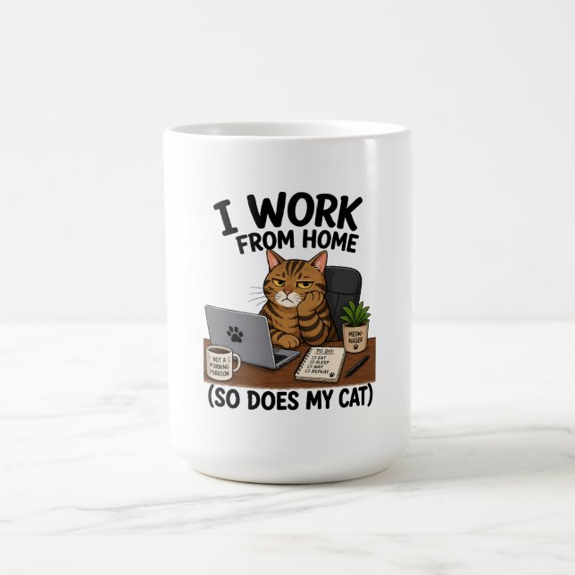 Mug Chat qui travaille de la maison  (Centre)