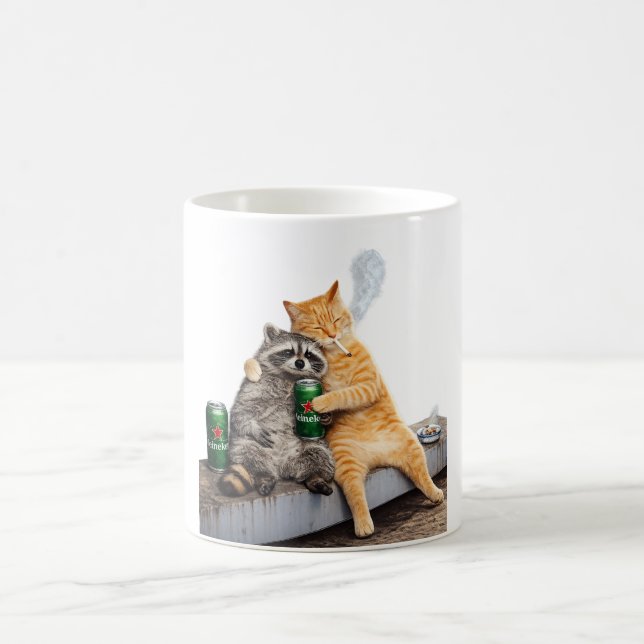 Mug Chat Raton laveur Fumant Cigarette | Boisson Mémé  (Centre)