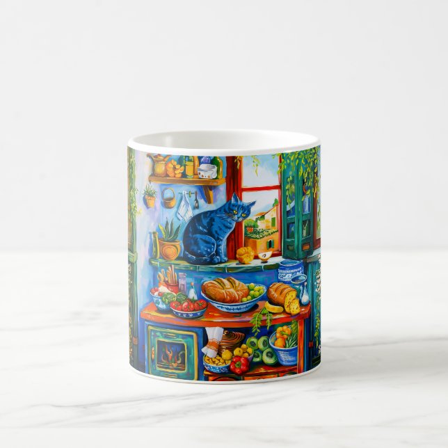 Mug Chat regardant par la fenêtre de la cuisine (Centre)