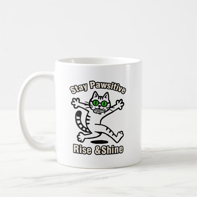 Mug Chat Restez Positif (Gauche)