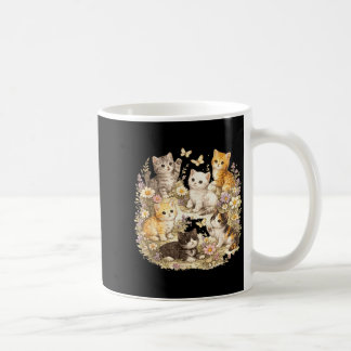 Mug Chat Rétro Vintage Floral Cottagecore Chaton
