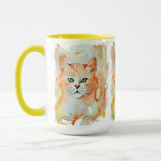 Mug Chat Rouge Humour magique Aquarelle Mystique