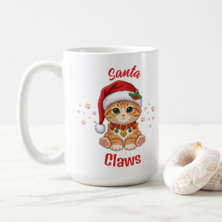 Mug Chat roux drôle avec chapeau de Père Noël pour Noë