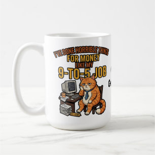 Mug Chat roux drôle épuisé Humour de travail 9 à 5
