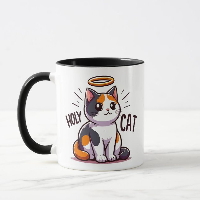 Mug Chat Saint - Calico Chat avec Halo Cute Funny (Gauche)