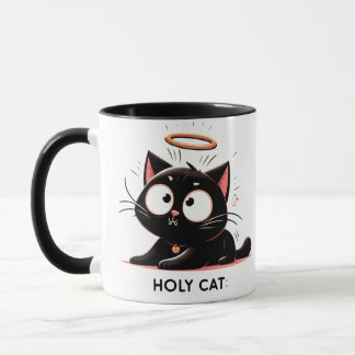 Mug Chat Saint - Chat Noir Relaxé avec Halo Cute Funny