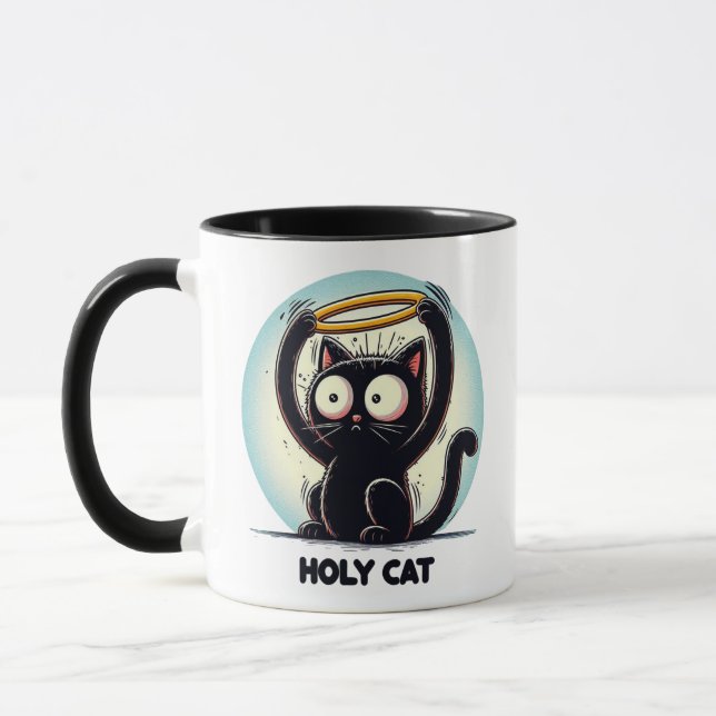 Mug Chat Saint - Chat Noir tenant Halo au-dessus de la (Gauche)