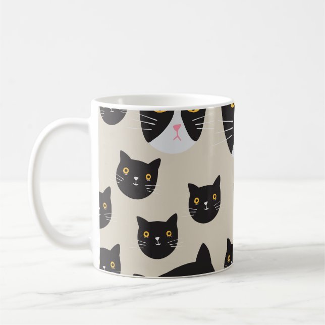 Mug Chat sans couture, Illustration Motif Whimsical. (Gauche)