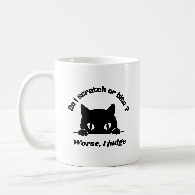 Mug Chat Sarcastique. Chat en colère. Un chat de jonct (Gauche)