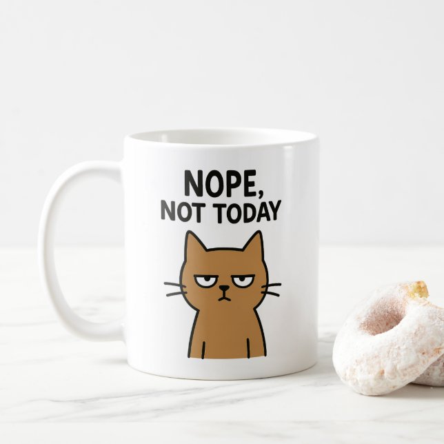 Mug Chat Sarcastique - Non. Pas aujourd'hui. Animal an (Avec donut)