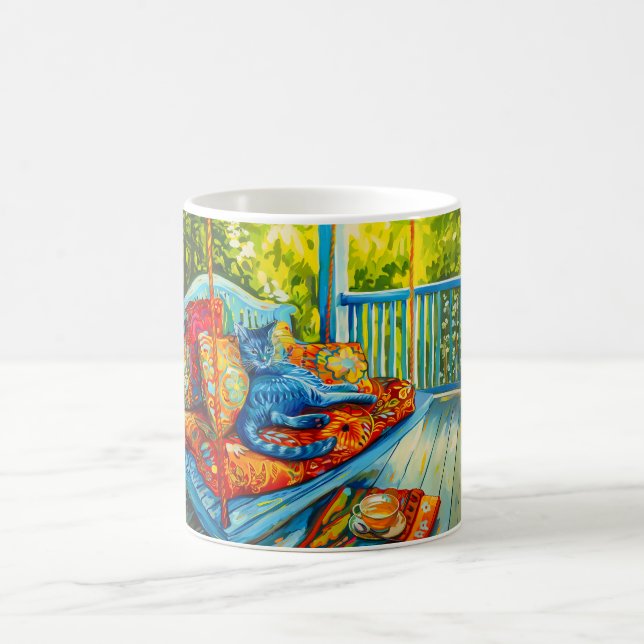 Mug Chat se toilette sur une balançoire (Centre)