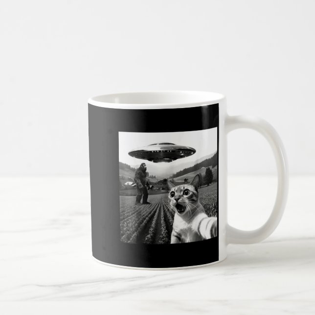Mug Chat selfie avec extraterrestre Ufo drôle chat ali (Droite)