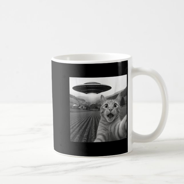 Mug Chat selfie avec un OVNI alien drôle pour hommes f (Droite)