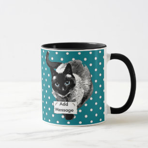 Mug Chat siamois aux yeux bleus tenant un panneau vier