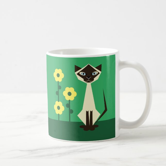 Mug Chat Siamois Avec Fleurs (Droite)