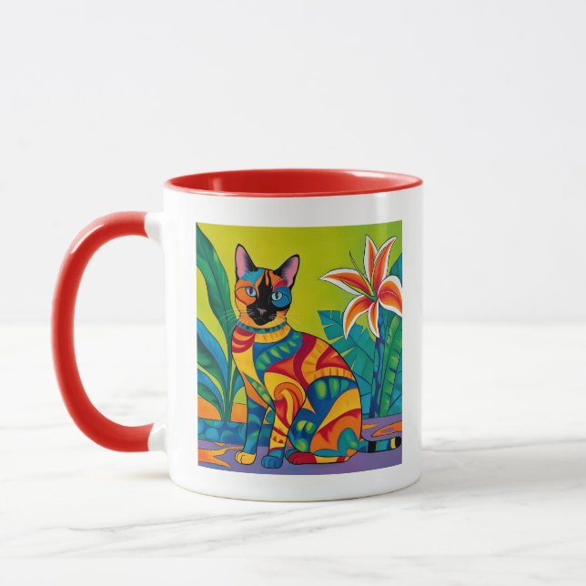 Mug Chat siamois dans un jardin tropical (Gauche)