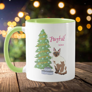 Mug Chat siamois mignon avec Noël joyeux au thon 