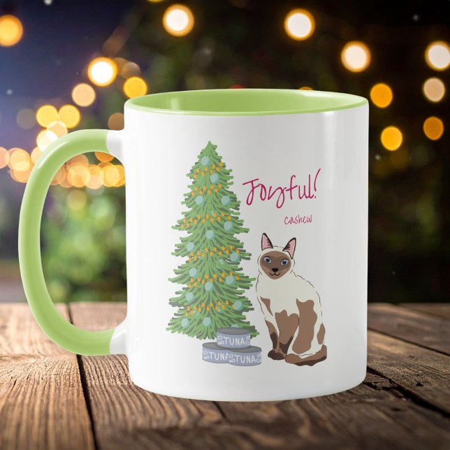 Mug Chat siamois mignon avec Noël joyeux au thon  (Créateur téléchargé)