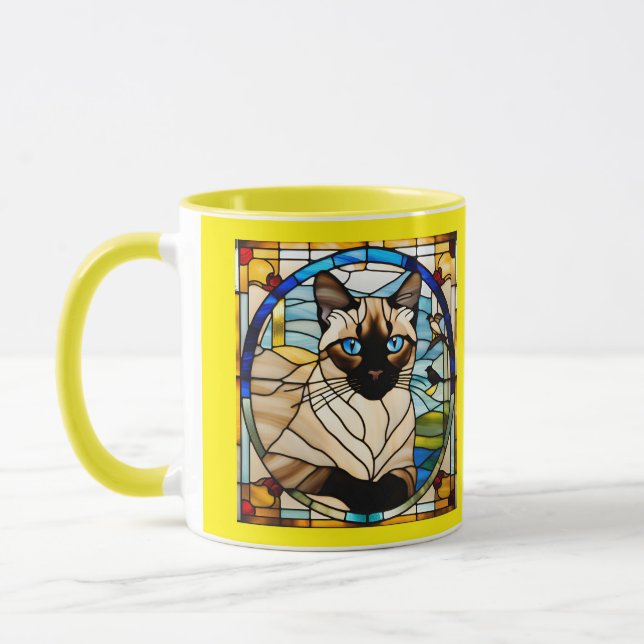Mug Chat siamois mignon en vitrail (Gauche)