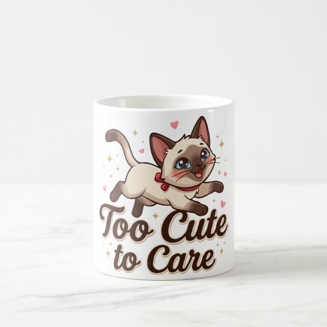 Mug Chat siamois trop mignon pour s'en soucier (Centre)