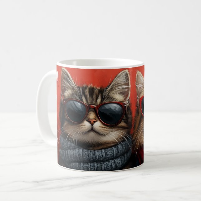 Mug Chat Sibérien avec Roses de Saint-Valentin (Devant gauche)
