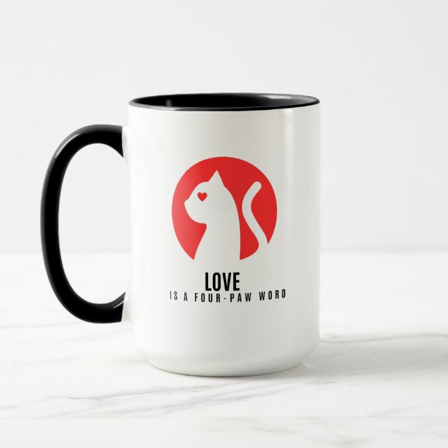 Mug Chat Silhouette Amour Lumineux (Gauche)