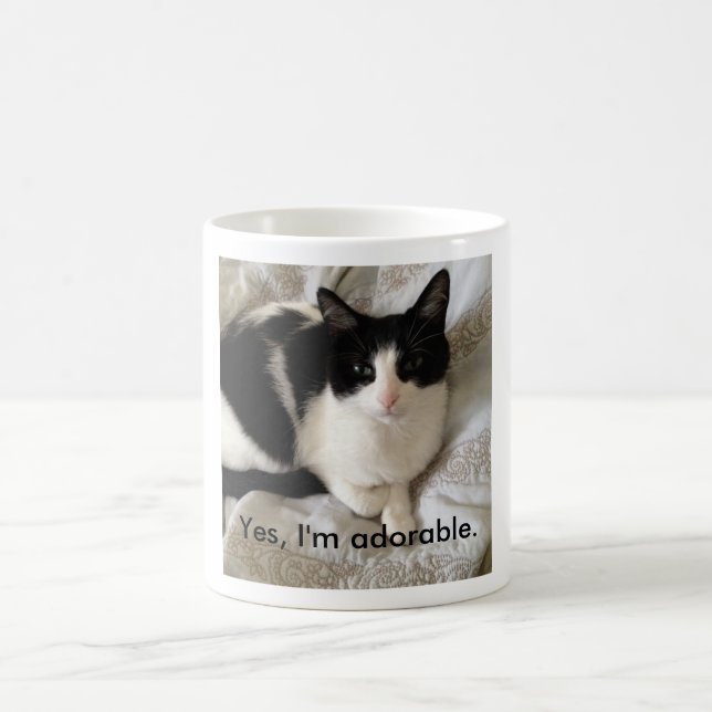 Mug Chat sophistiqué : "Oui, je suis adorable. " (Centre)