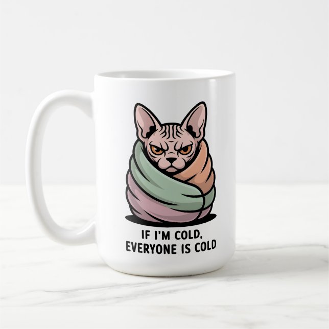 Mug Chat Sphynx En Colère Dessin Animé Humour Froid (Gauche)