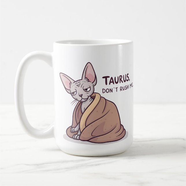 Mug Chat Sphynx Taureau Attitude Calme Zodiaque Art (Gauche)