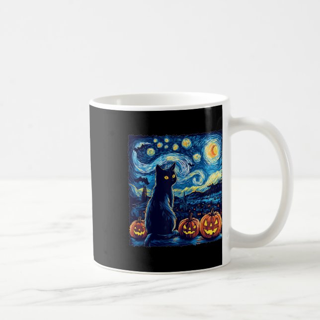 Mug Chat Starry Nuit Van Gogh Chat Pour Amoureux des c (Droite)