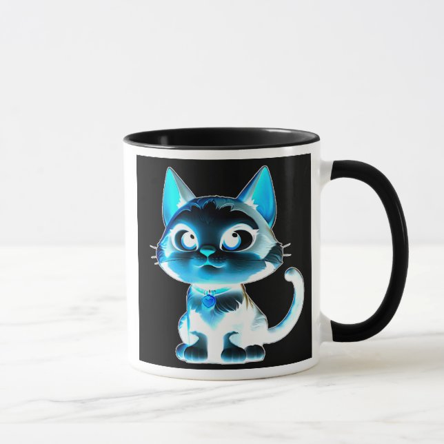 Mug Chat stylisé à l’effet néon. (Droite)