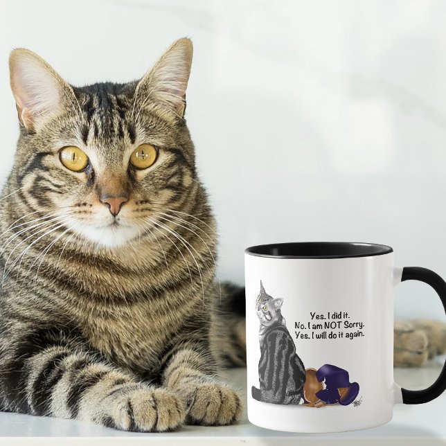 Mug Chat Tabby Défiant Sans Regret Drôle (Créateur téléchargé)