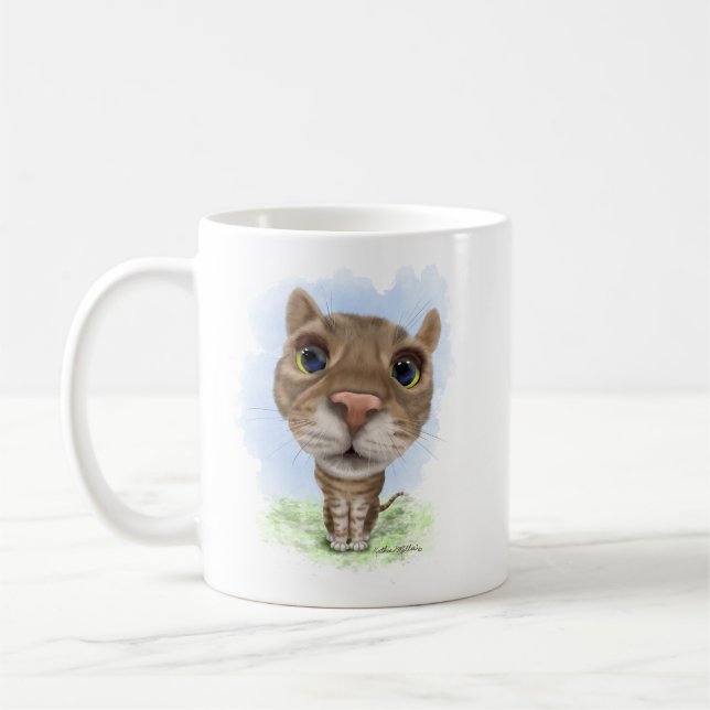 Mug Chat Tabby Drôle Dessin Animé (Gauche)