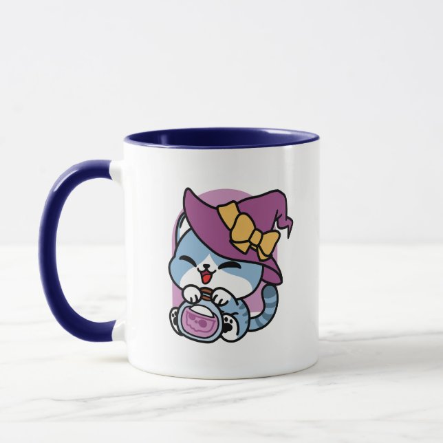 Mug Chat Tabby Halloween – Chapeau de Sorcière & Art d (Gauche)