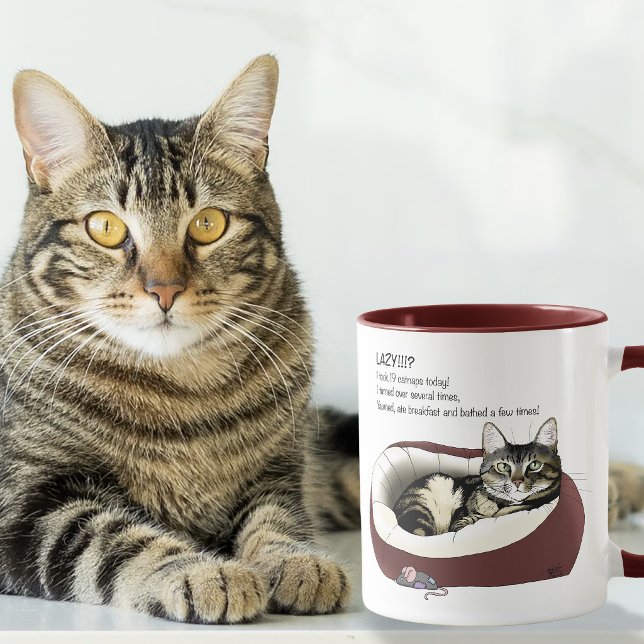 Mug Chat Tabby Laziness Sarcasme Vert Sauge Sage (Créateur téléchargé)