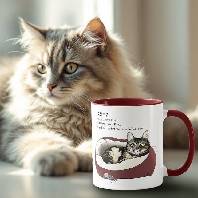 Mug Chat Tabby Laziness Sarcasme Vert Sauge Sage (Créateur téléchargé)