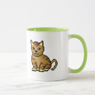 Mug Chat tigré de pixel brun frais