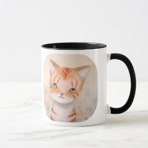 Mug Chat tigré orange au pastel chic mignon de jardin