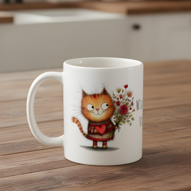Mug Chat tigré orange, seras-tu mon Saint-Valentin ? (Créateur téléchargé)