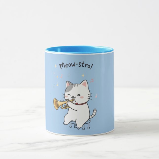 Mug Chat Trompette Drôle – Jazz Félin Mignon  (Centre)