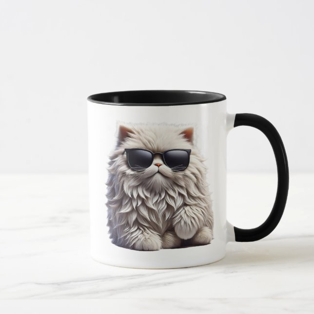 Mug Chat trop stylé avec lunettes de soleil noires. (Droite)