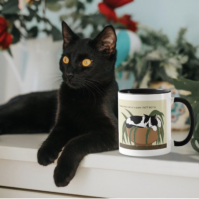 Mug Chat Tuxedo Noir et Blanc Drôle Endormi dans une P (Créateur téléchargé)